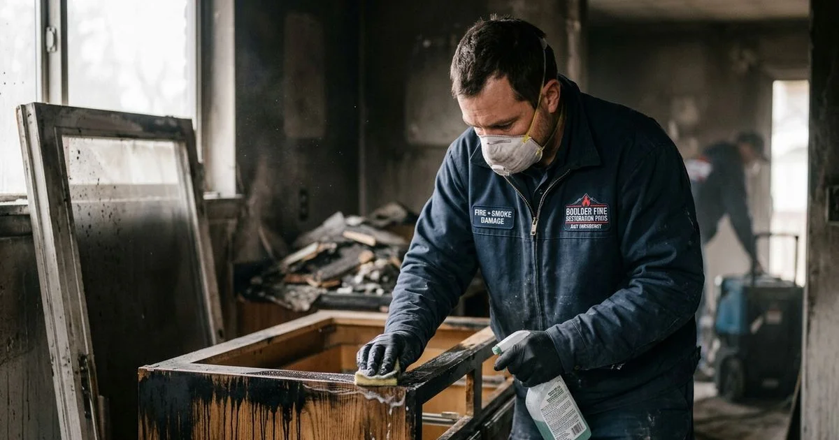Boulder Fire Restoration Pros crew responding to a fire-damaged home in Boulder, CO