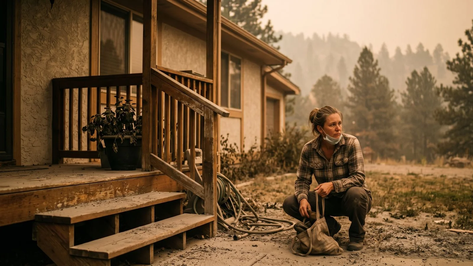 Boulder County home under wildfire haze with fine ash on surfaces