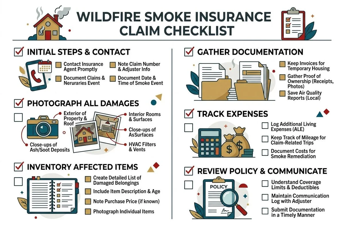 Checklist for documenting a wildfire smoke claim