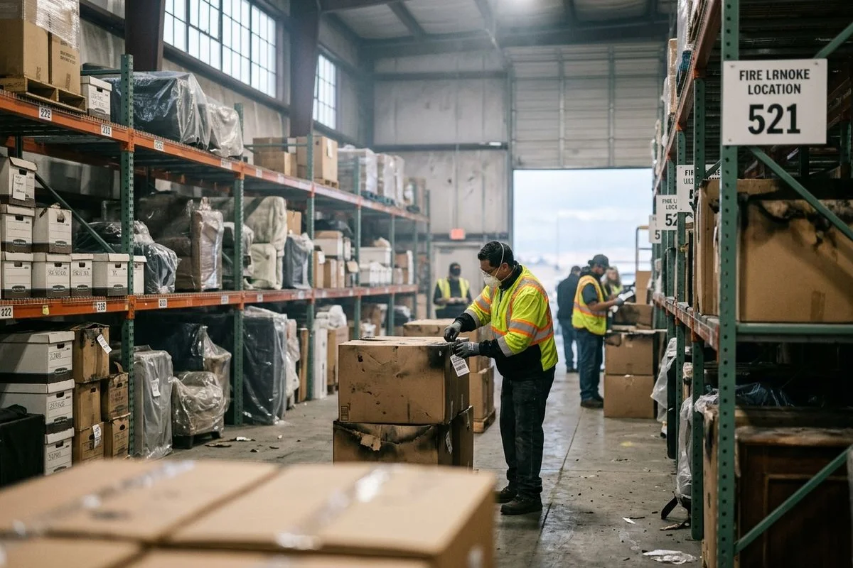 Climate-controlled warehouse storage during restoration