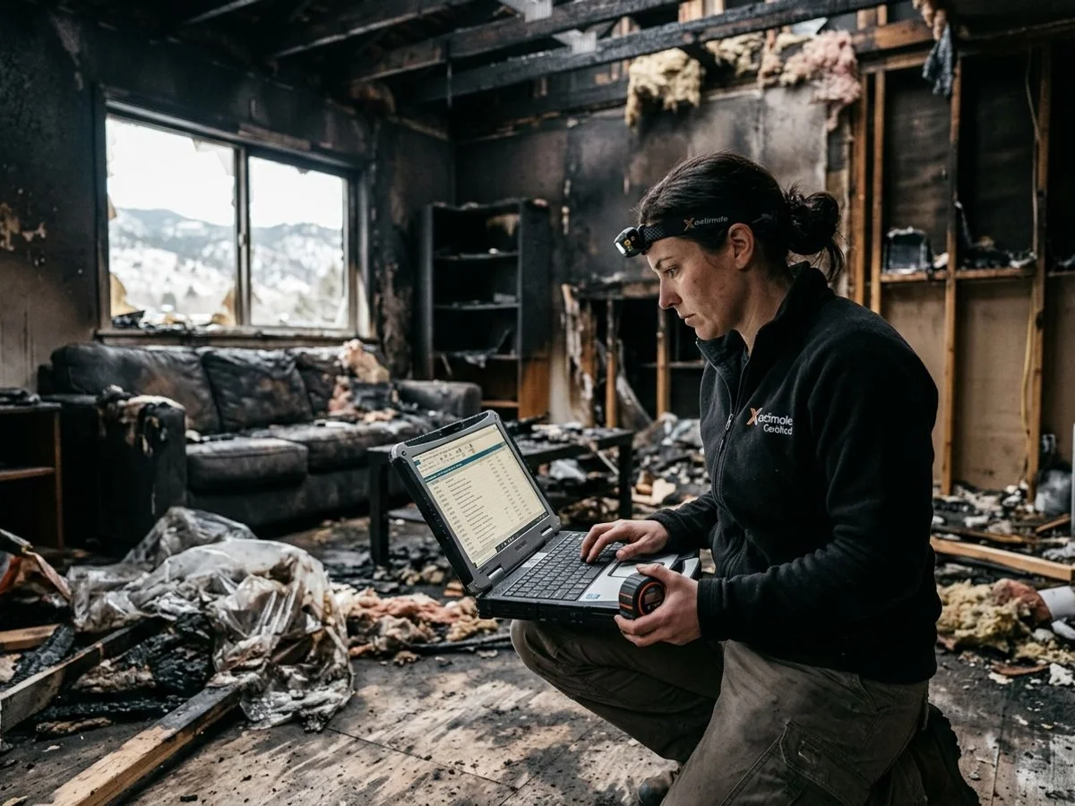 Detailed Xactimate scope of loss being prepared for the fire claim