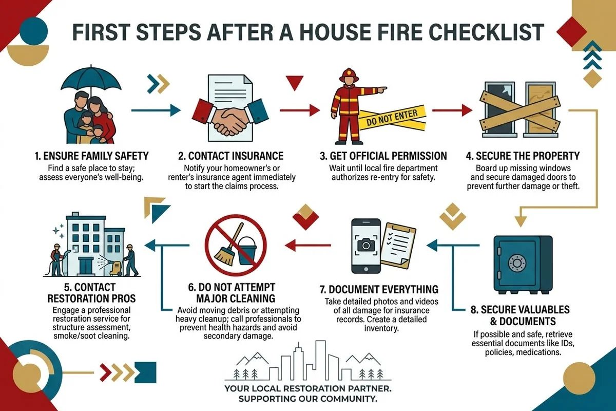 First steps after a house fire, what to do, what to avoid
