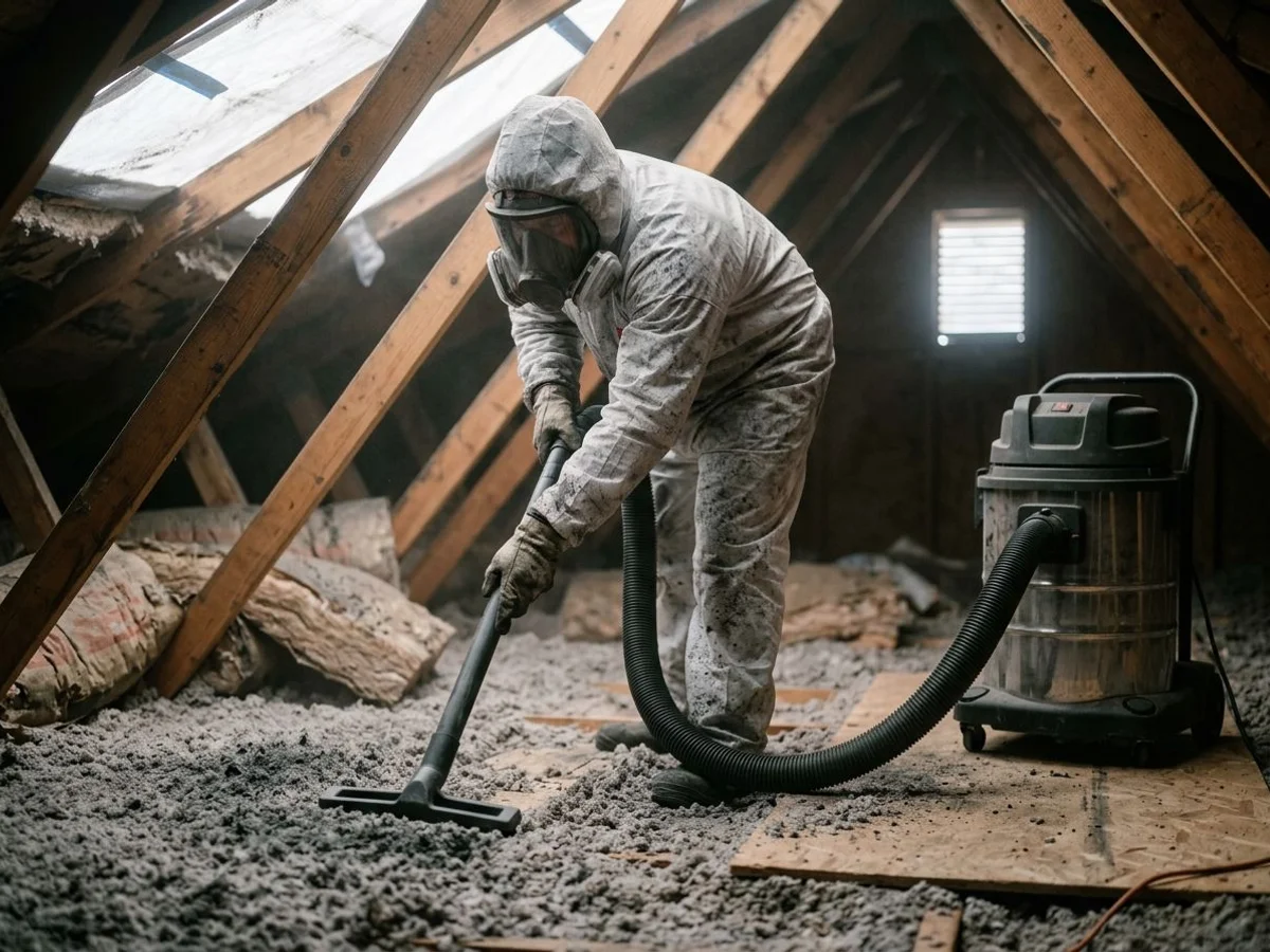 HEPA vacuuming ultrafine ash from attic insulation
