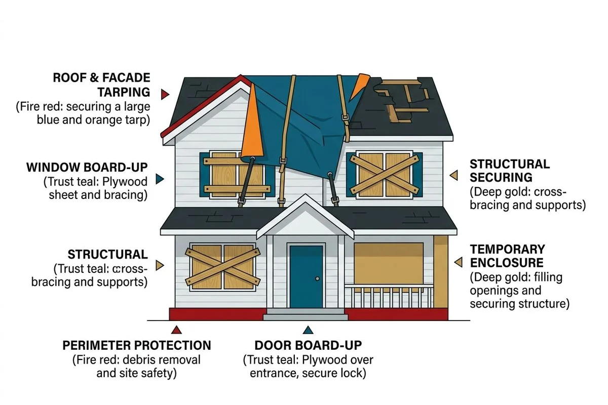Board-up scope on a house