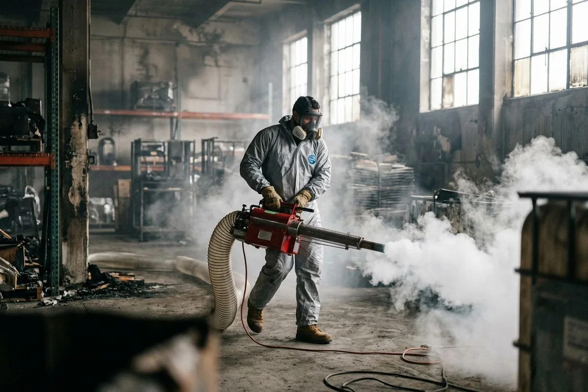 Industrial thermal fogger running