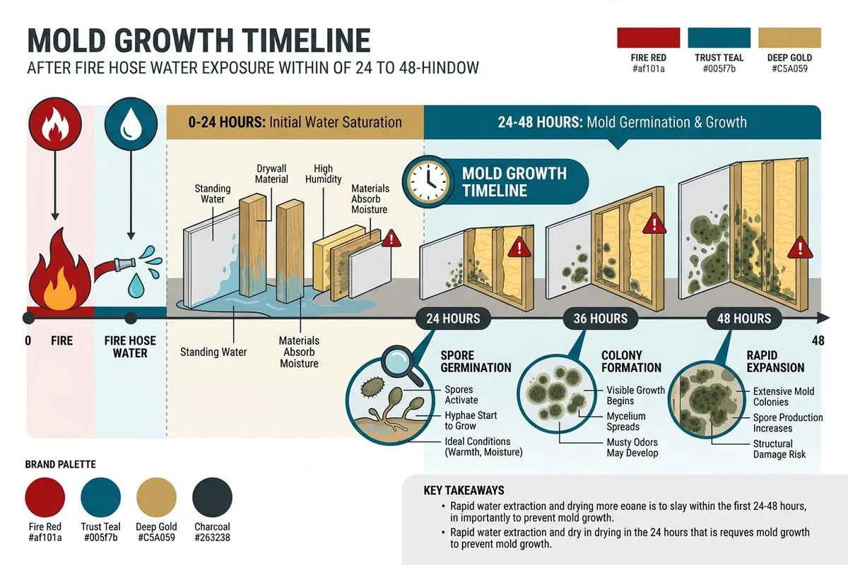 Mold growth timeline after fire-hose water