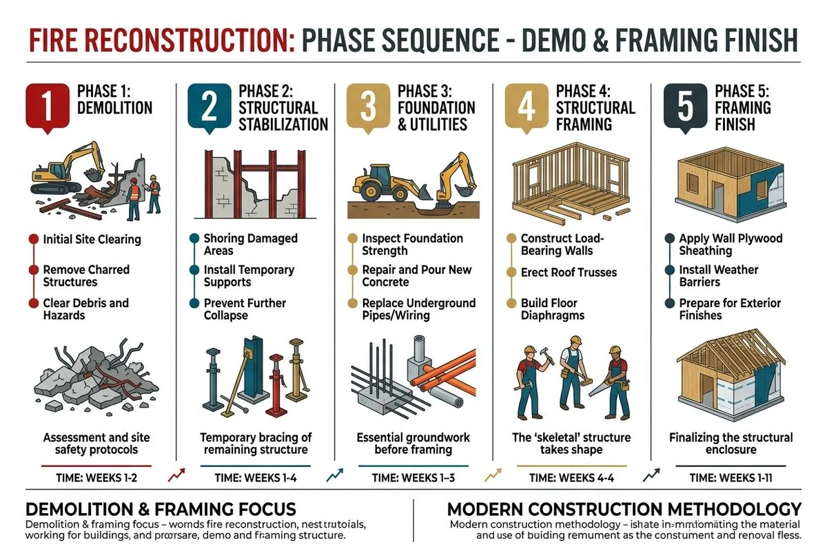 Phase sequence of fire reconstruction