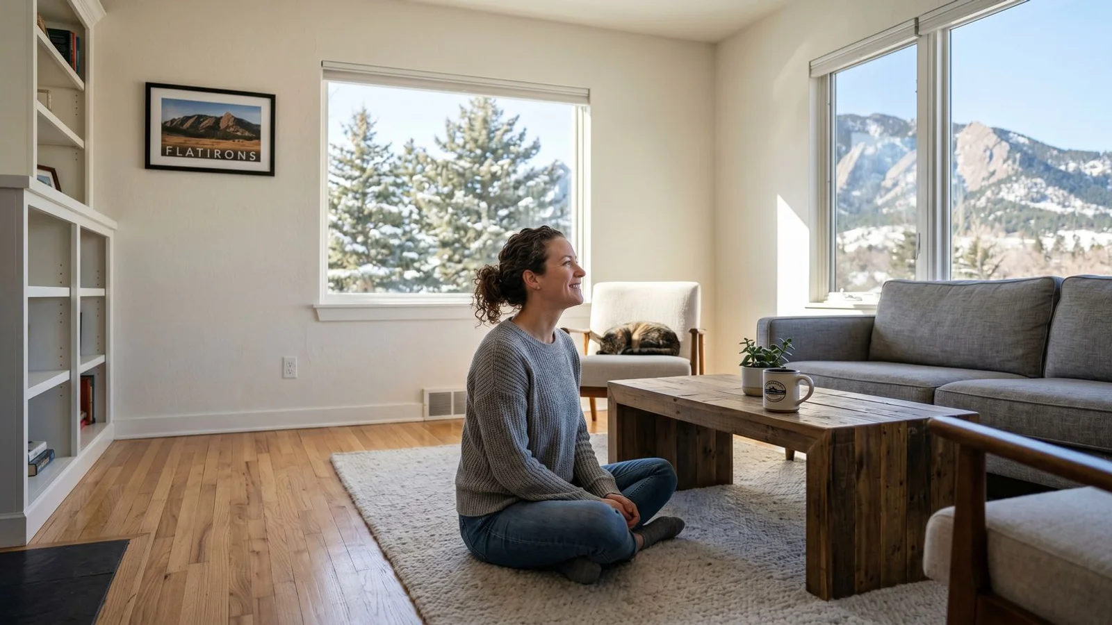 Restored, odor-free Boulder living room after smoke elimination