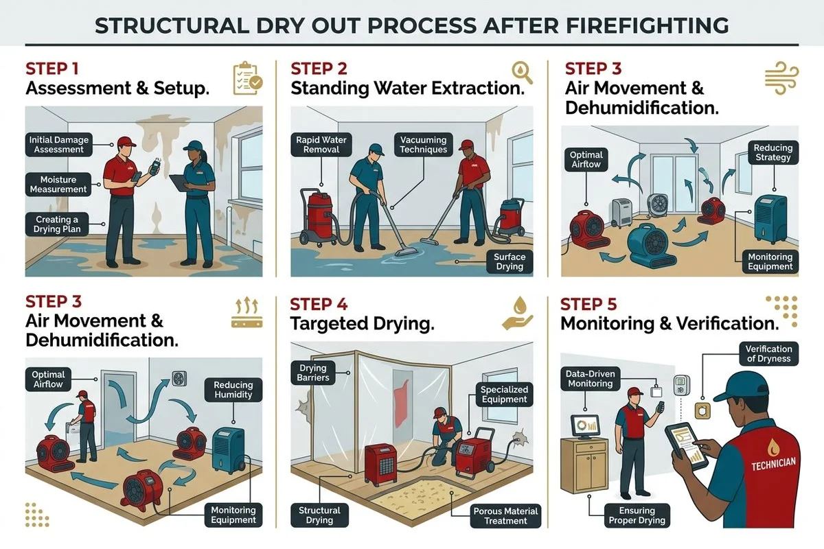 Step graphic of the structural dry-out process