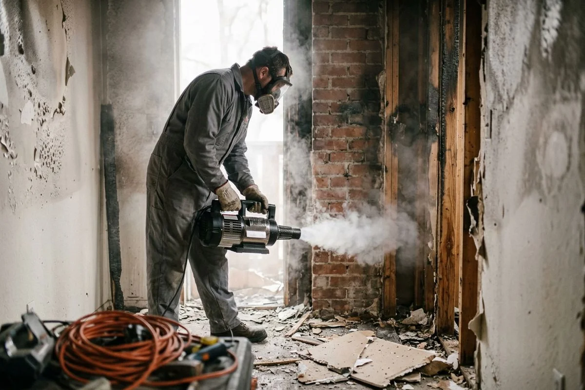Thermal fogger eliminating smoke odor at the source